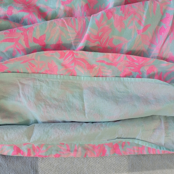 Vineyard Vines One Shoulder Ruffled Pink Blue Dress Preppy Floral Size Small - Picture 8 of 12